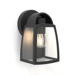 Aplique para exterior KELSEY, negro, altura 20 cm, metal, IP44, casquillo E27