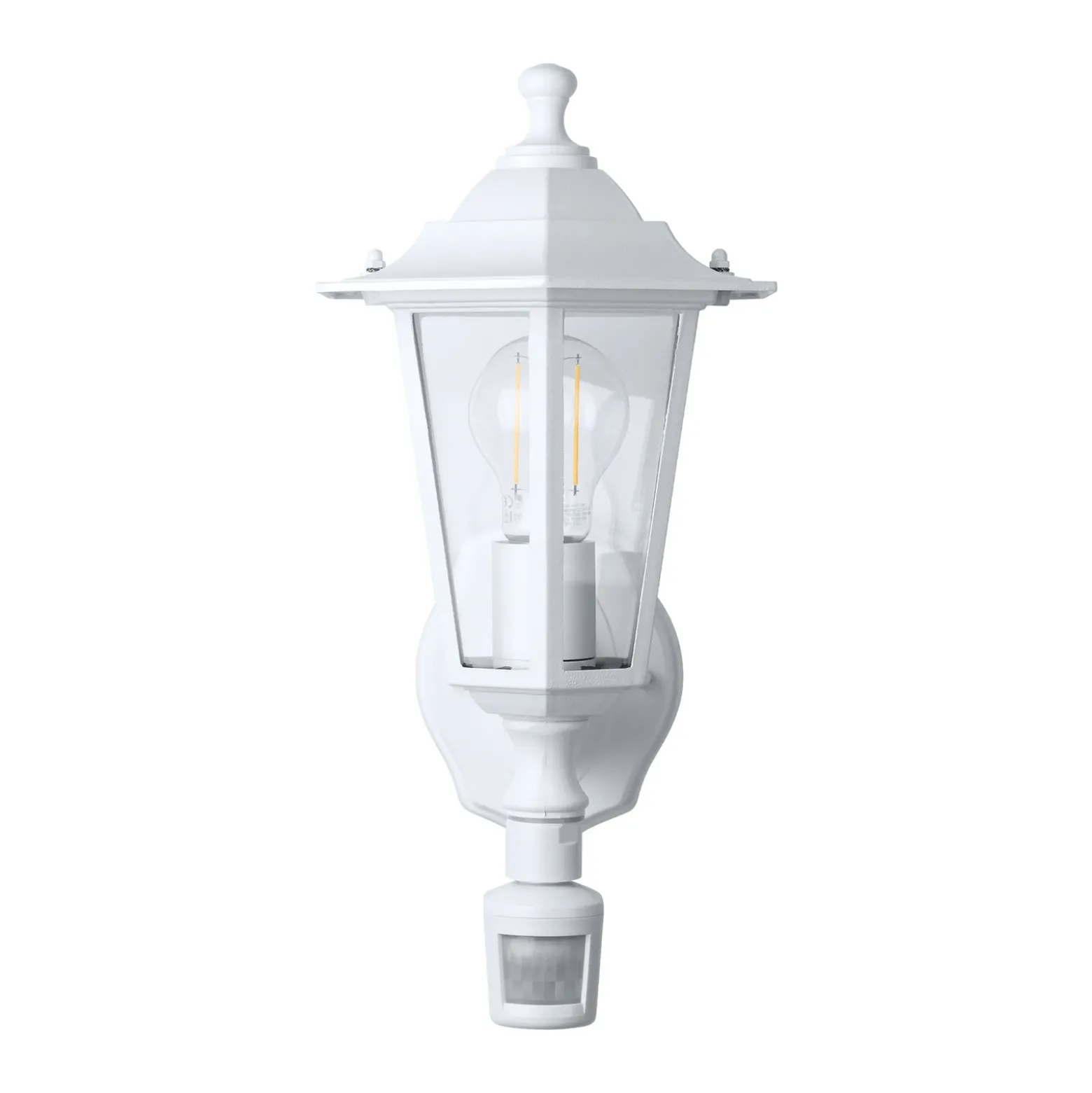Aplique para exterior Laterna 5, blanca, altura 36 cm, metal, con sensor