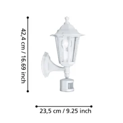 Aplique para exterior Laterna 5, blanca, altura 36 cm, metal, con sensor