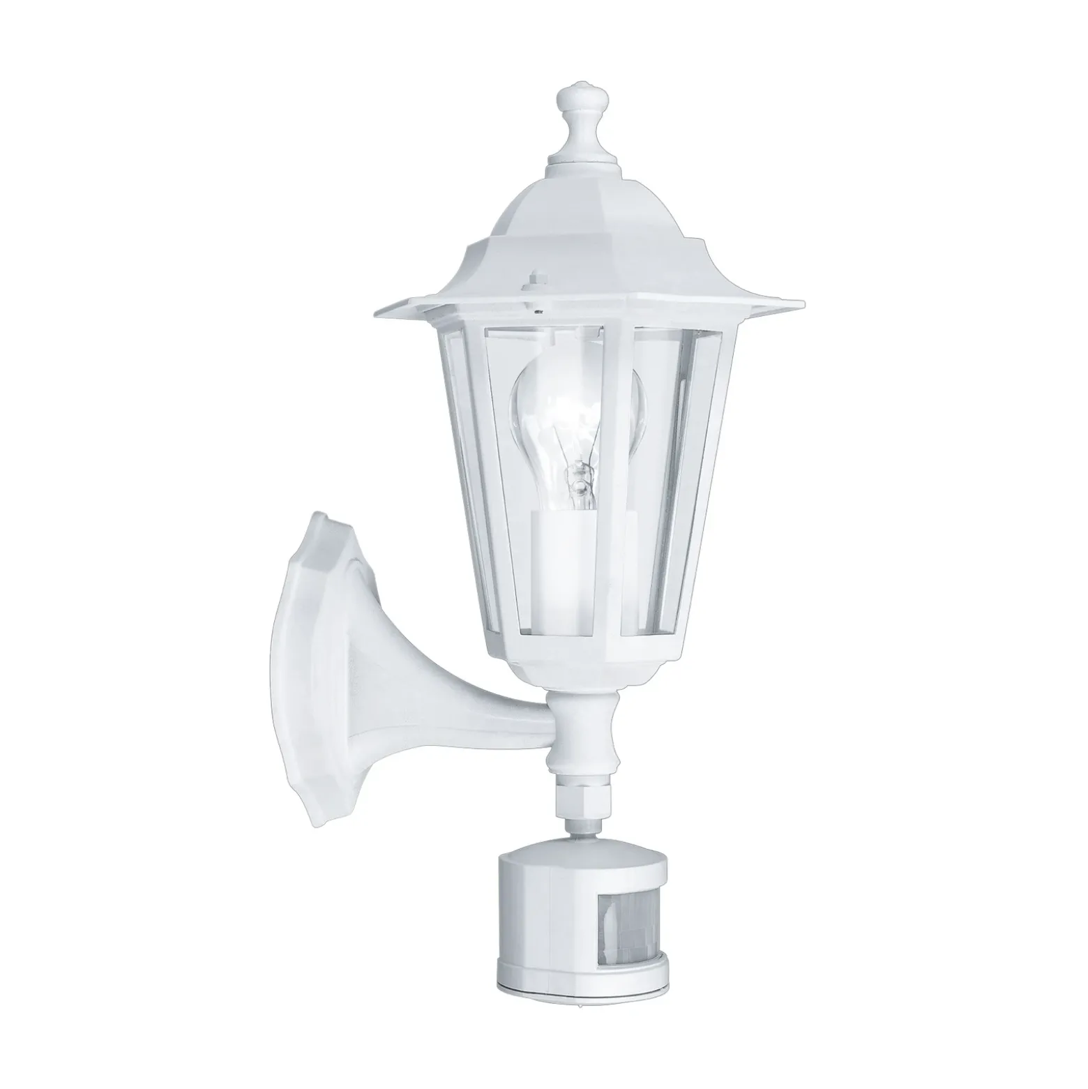 Aplique para exterior Laterna 5, blanca, altura 36 cm, metal, con sensor