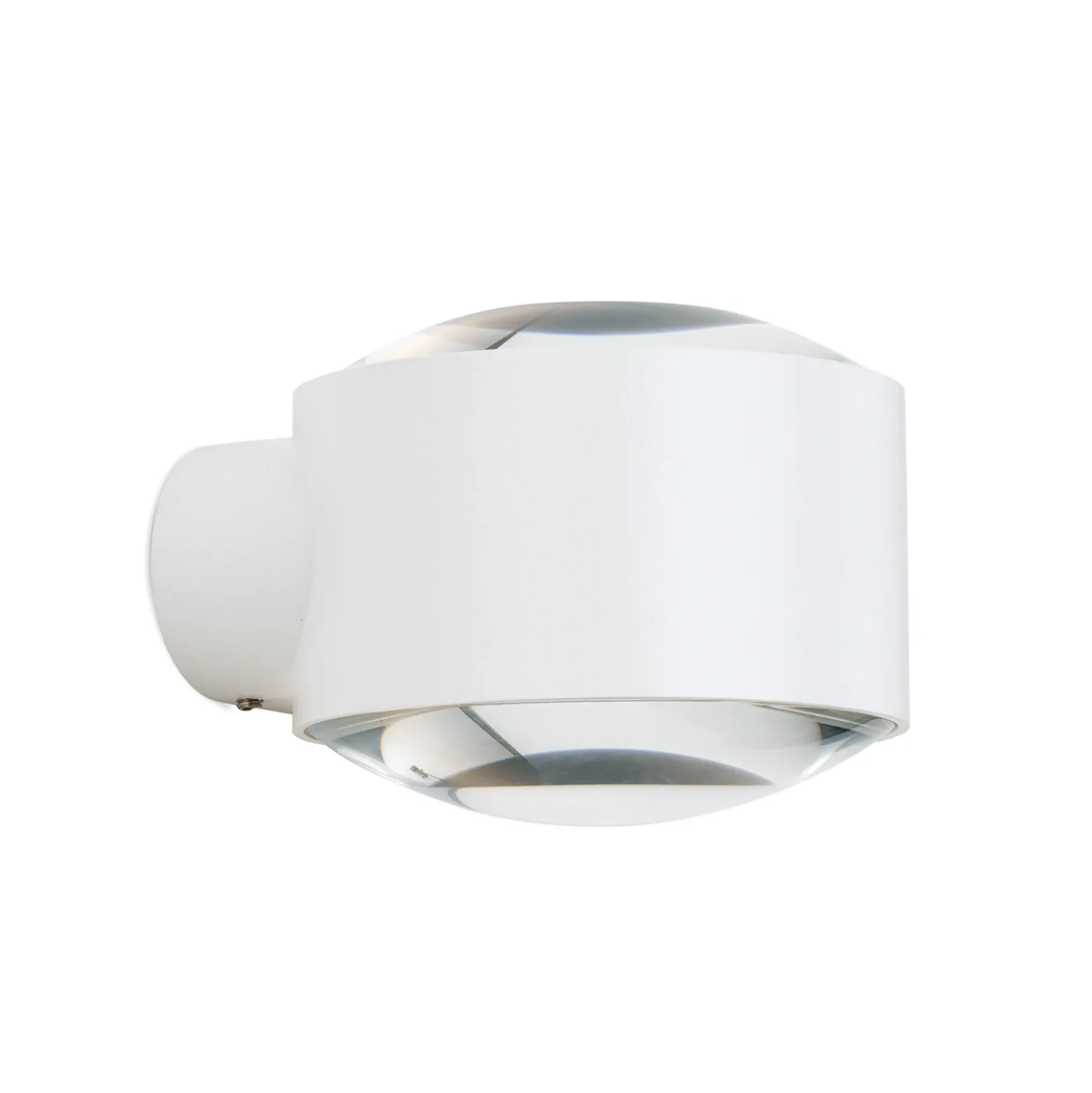 Aplique para exterior LED Tatra, blanco, Ø 10,2 cm, aluminio, arriba/abajo