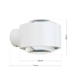 Aplique para exterior LED Tatra, blanco, Ø 10,2 cm, aluminio, arriba/abajo