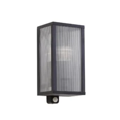 Aplique para exterior Lindby Peldar, antracita/estriada, 26 cm, con sensor