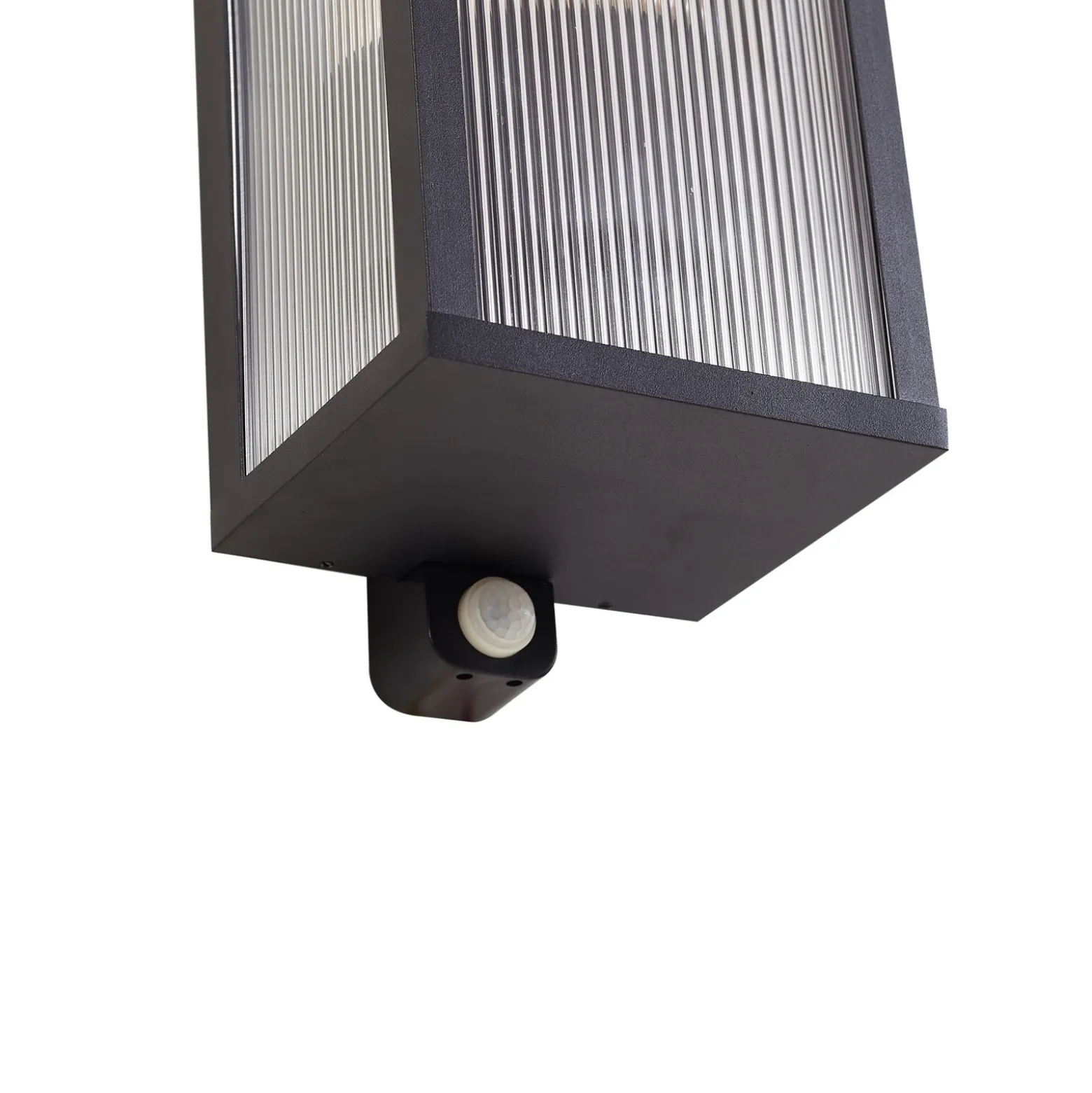 Aplique para exterior Lindby Peldar, antracita/estriada, 26 cm, con sensor