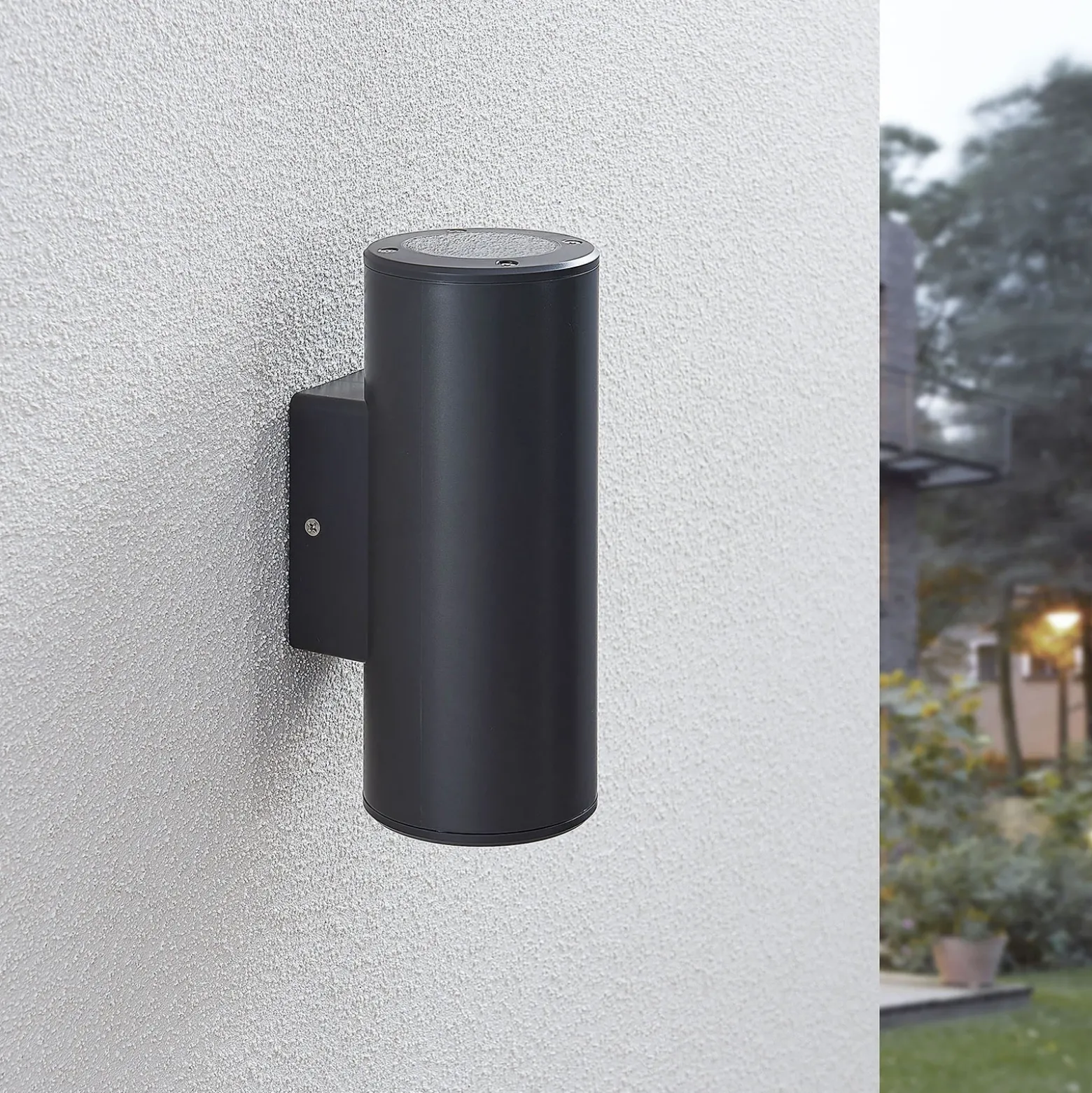Aplique para exterior Lindby Nati, 22 cm, antracita, IP54, redondo