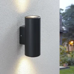 Aplique para exterior Lindby Nati, 22 cm, antracita, IP54, redondo