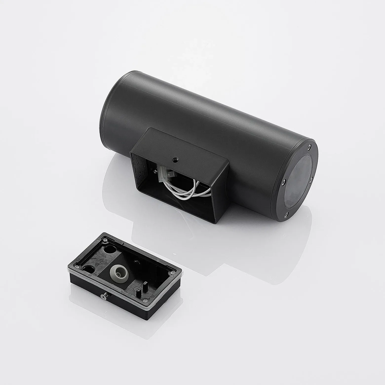 Aplique para exterior Lindby Nati, 22 cm, antracita, IP54, redondo