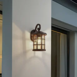 Aplique para exterior Lindby Ankea, óxido/ámbar, 37 cm, IP23, E27