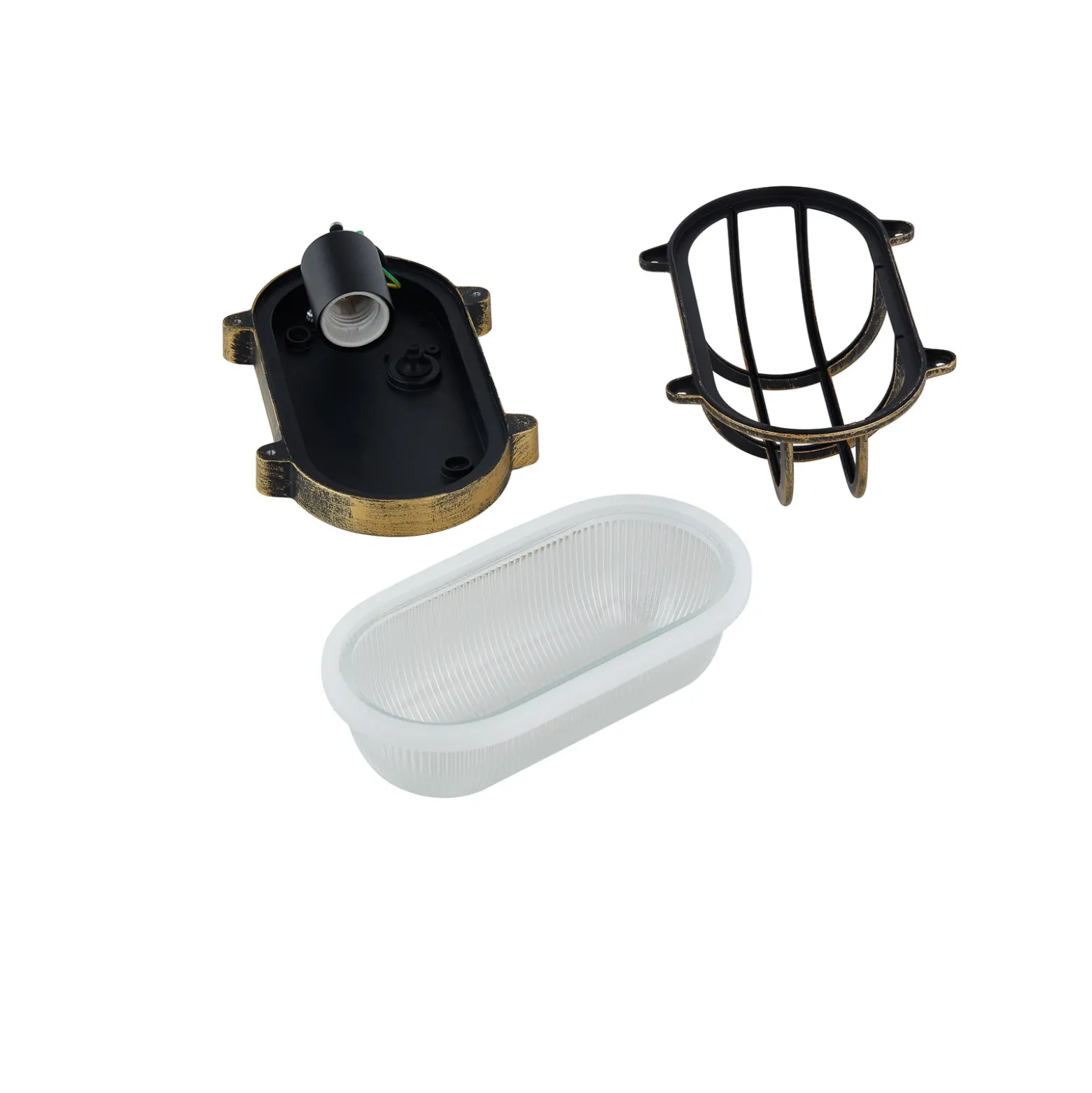 Aplique para exterior Lindby Daaje, dorado, 16 cm, aluminio