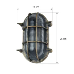 Aplique para exterior Lindby Daaje, dorado, 16 cm, aluminio