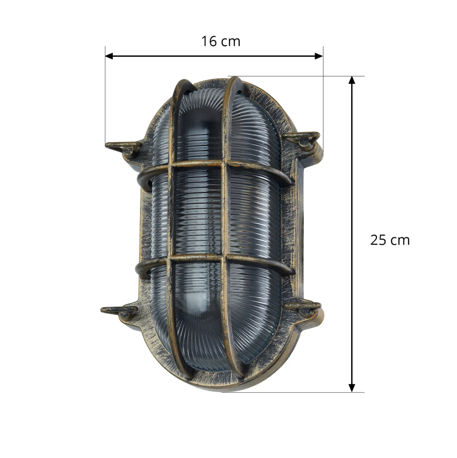 Aplique para exterior Lindby Daaje, dorado, 16 cm, aluminio