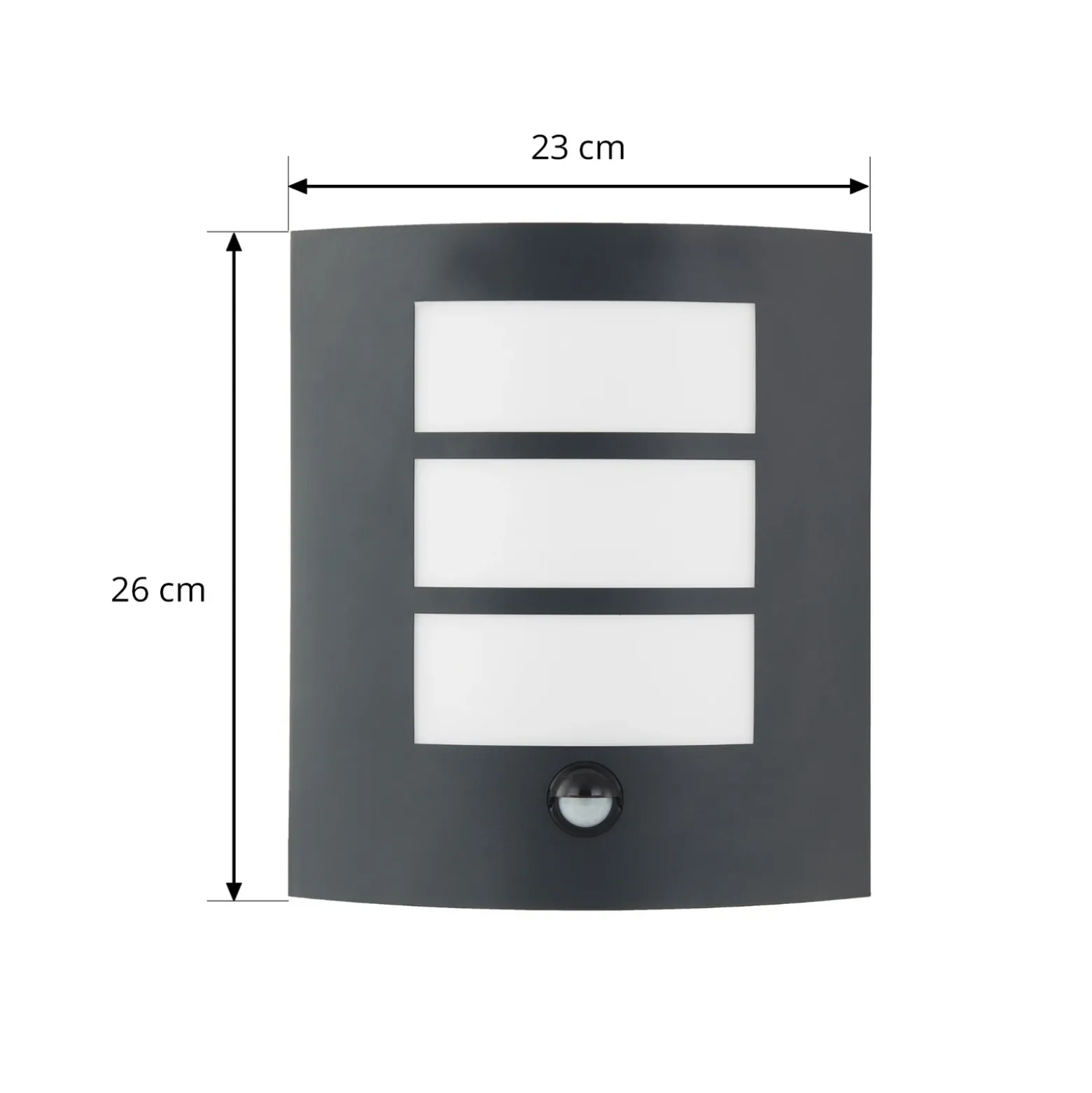 Aplique para exterior Lindby Vimal, sensor, E27, 26 cm, aluminio