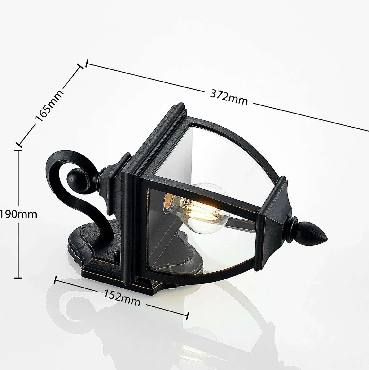 Aplique para exterior Lindby Cerys, negro, de plástico, altura 37 cm