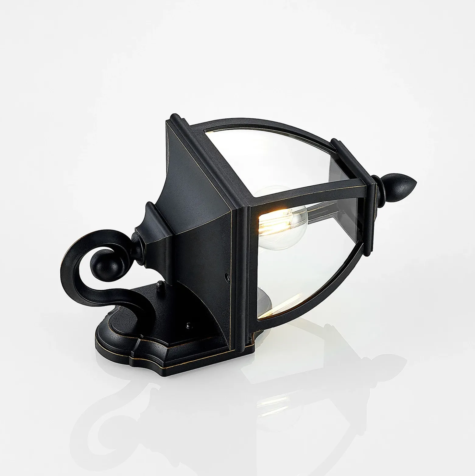 Aplique para exterior Lindby Cerys, negro, de plástico, altura 37 cm