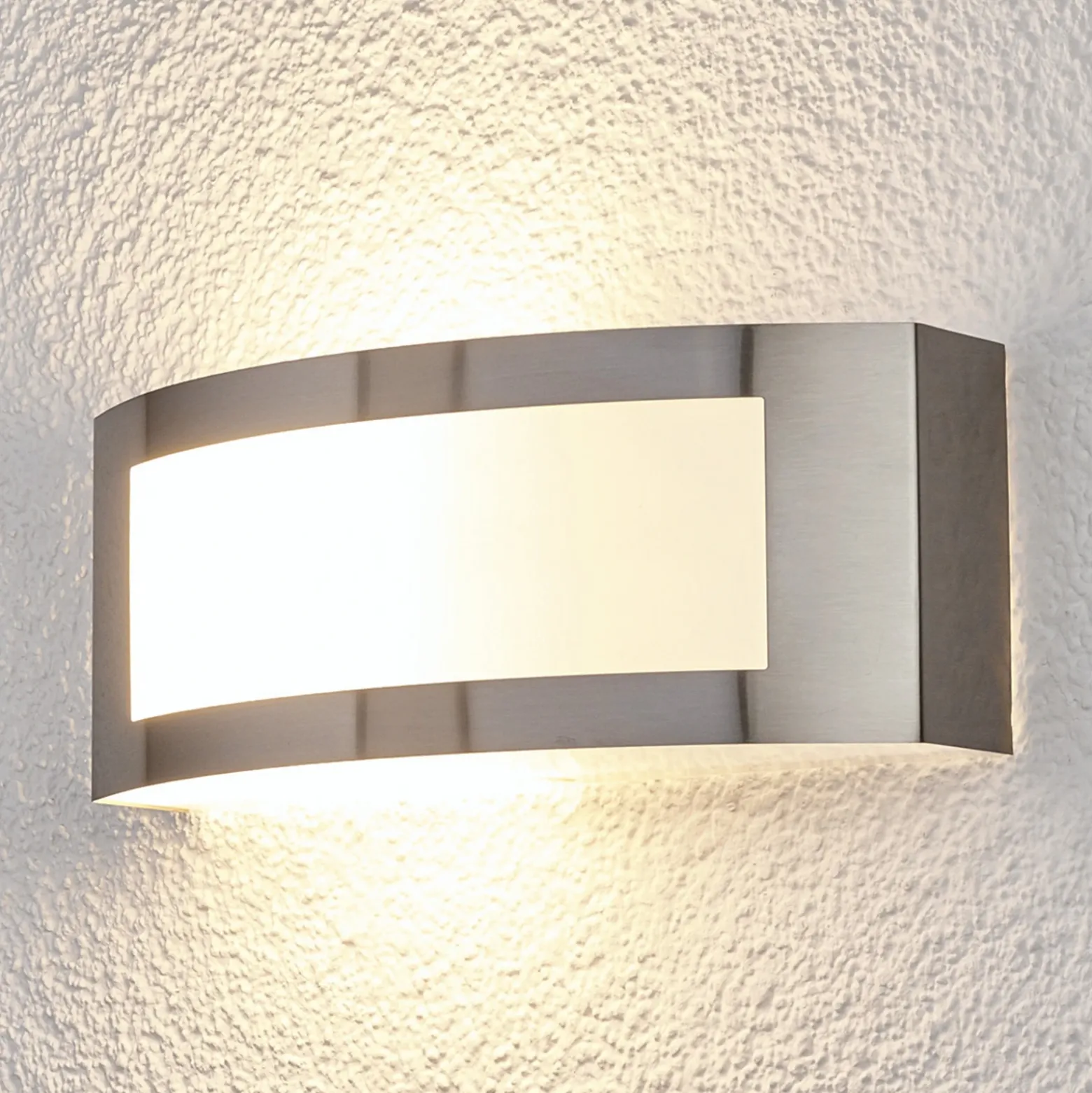 Aplique para exterior Lindby «Raja», 25 cm de ancho, acero inoxidable, IP44, E27