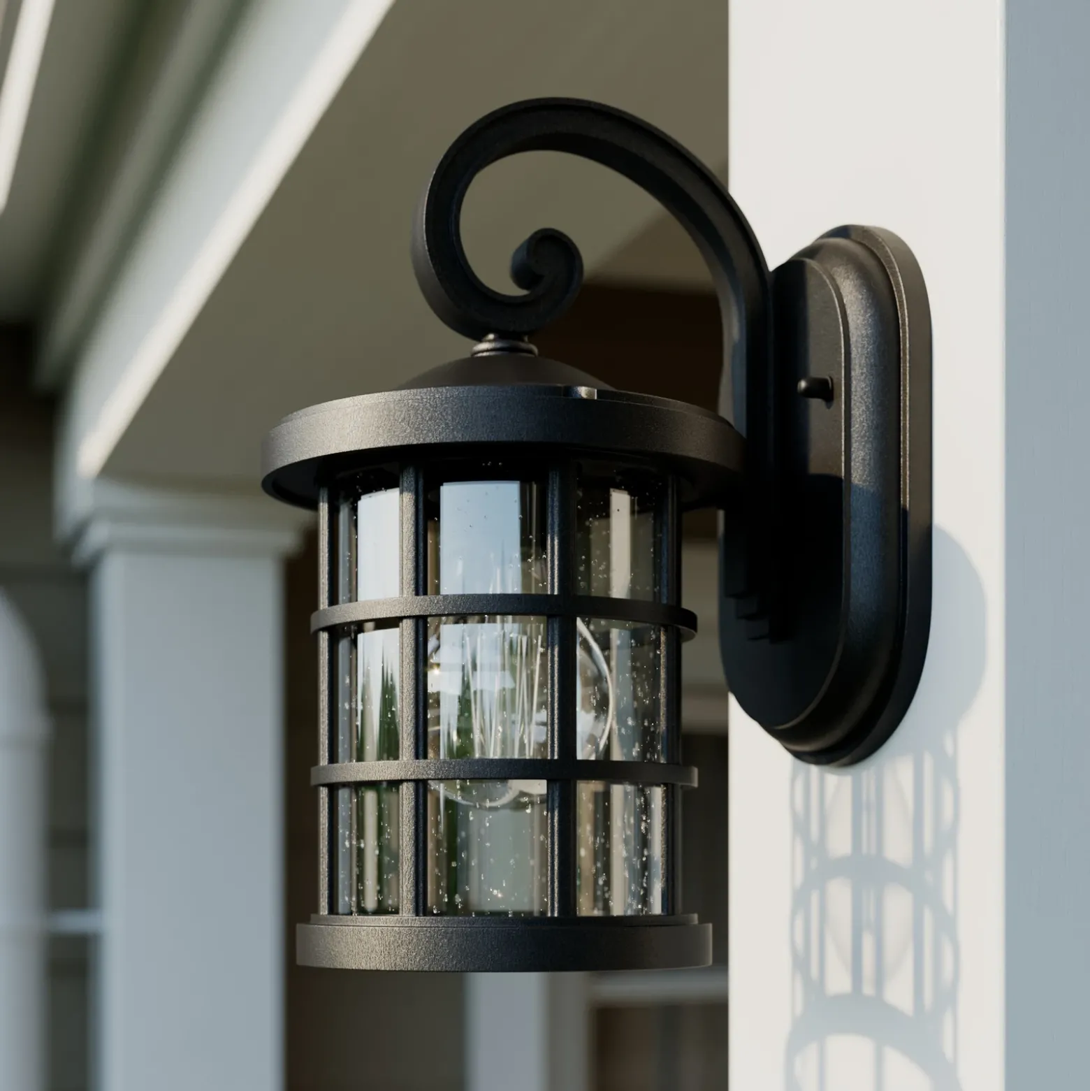 Aplique para exterior Lindby Ankea, negro, altura 28 cm, IP23, E27
