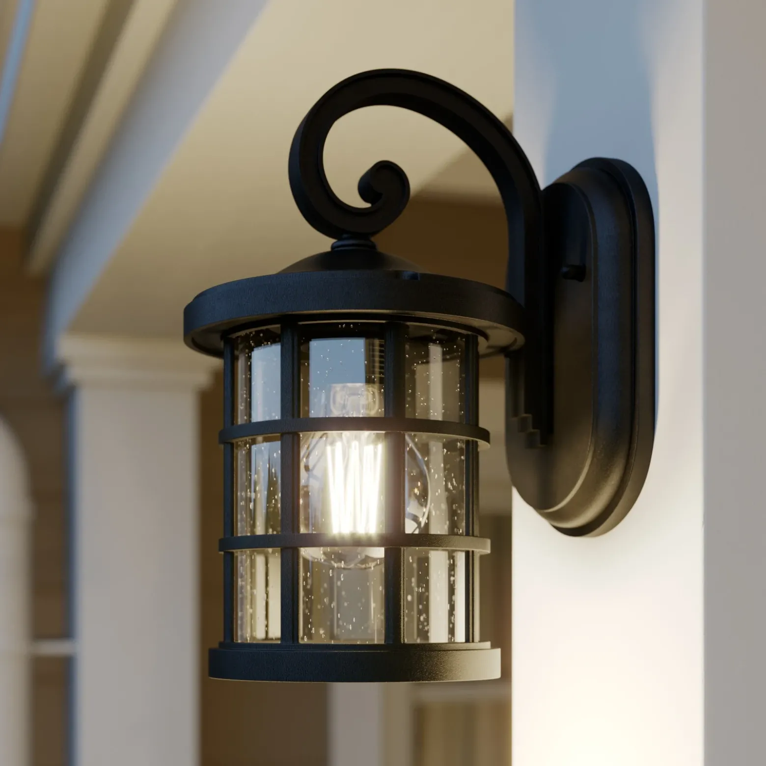Aplique para exterior Lindby Ankea, negro, altura 28 cm, IP23, E27