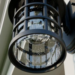 Aplique para exterior Lindby Ankea, negro, altura 28 cm, IP23, E27