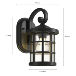 Aplique para exterior Lindby Ankea, negro, altura 28 cm, IP23, E27