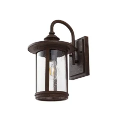 Aplique para exterior Lindby Zayn, color óxido, cristal, IP23
