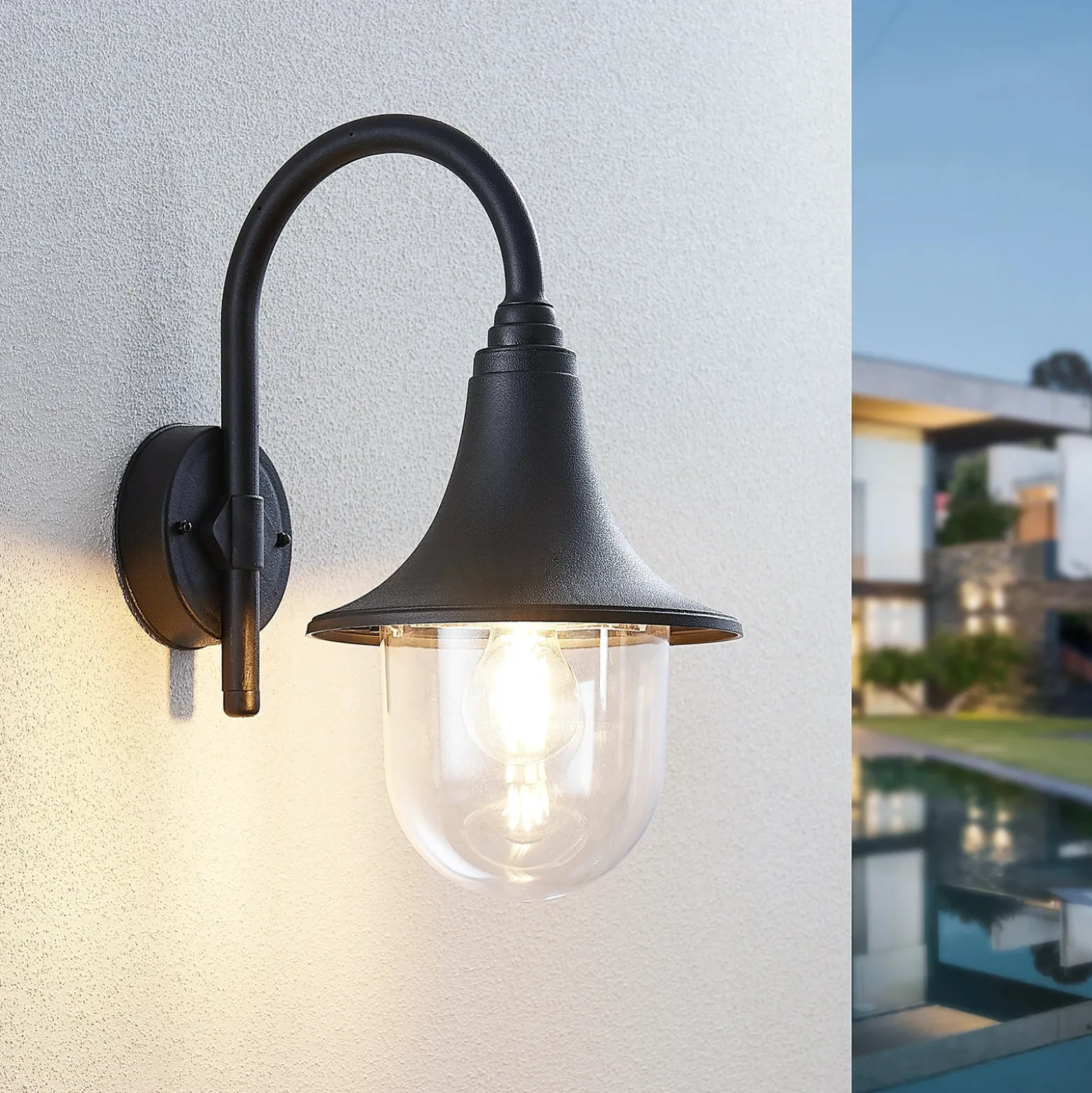 Aplique para exterior Lindby Nalevi, 41 cm, resistente al agua salada, E27, IP44