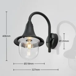 Aplique para exterior Lindby Nalevi, 41 cm, resistente al agua salada, E27, IP44