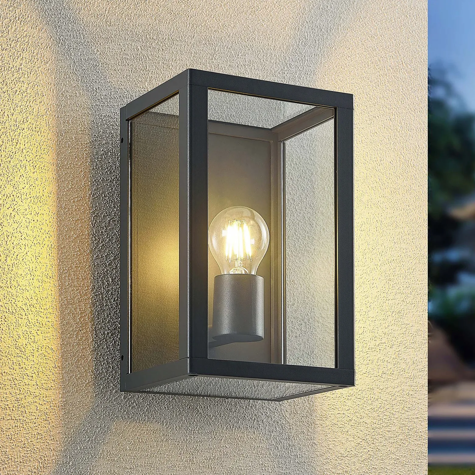 Aplique para exterior Lindby Giavanna, 28 cm, antracita, IP44, E27