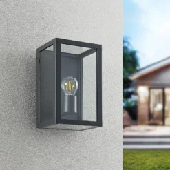 Aplique para exterior Lindby Giavanna, 28 cm, antracita, IP44, E27