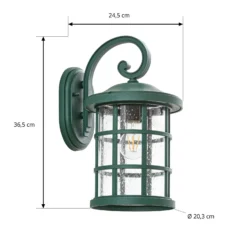 Aplique para exterior Lindby Ankea, verde, altura 37 cm, IP23, E27