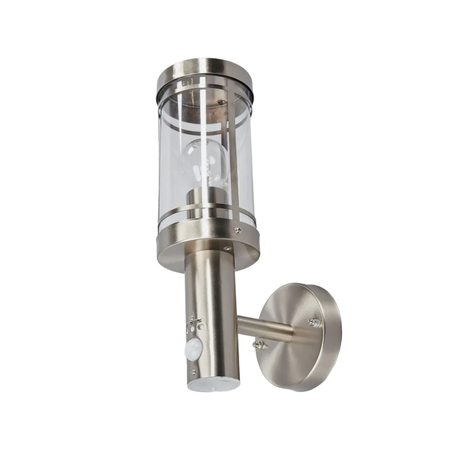 Aplique para exterior Lindby Djori, sensor, color aluminio, E27
