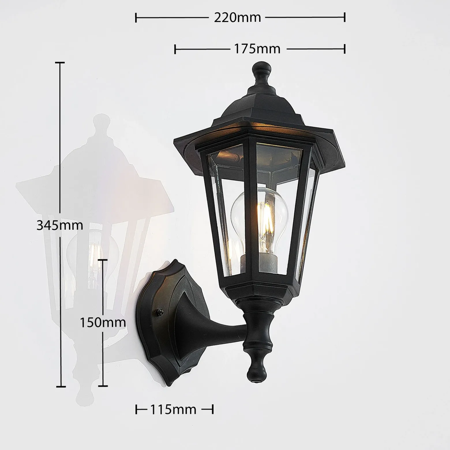 Aplique para exterior Lindby Nane, farol, resistente al agua salada, E27
