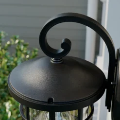Aplique para exterior Lindby Ankea, negra, altura 37 cm, IP23, E27