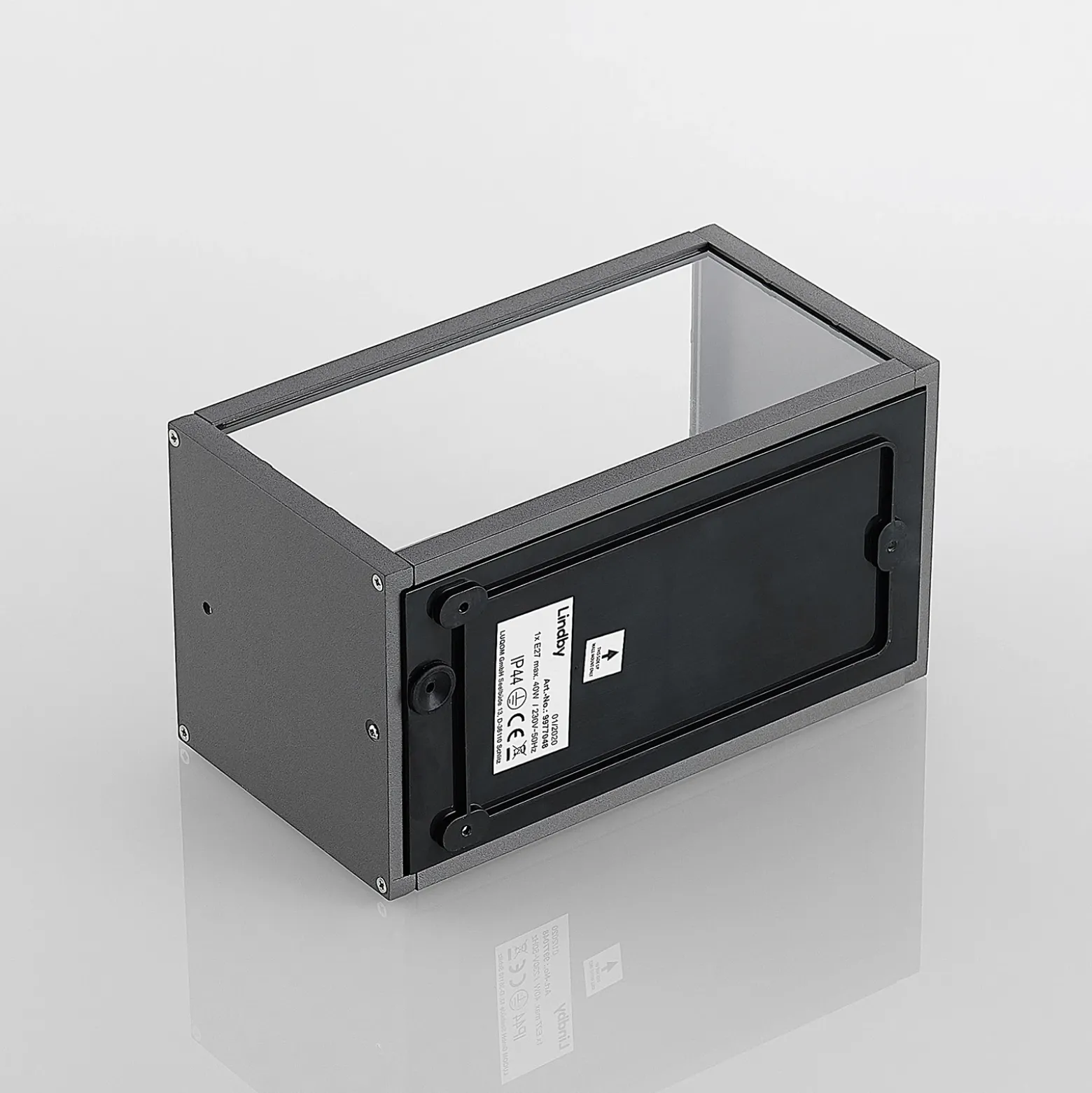 Aplique para exterior Lindby Filimon, antracita, 22 cm, IP44, E27