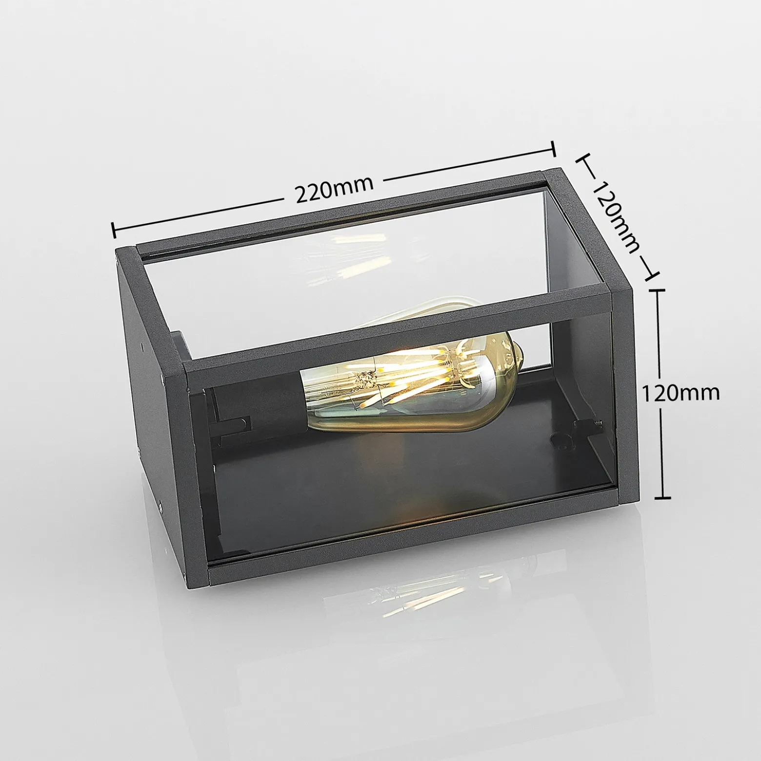 Aplique para exterior Lindby Filimon, antracita, 22 cm, IP44, E27