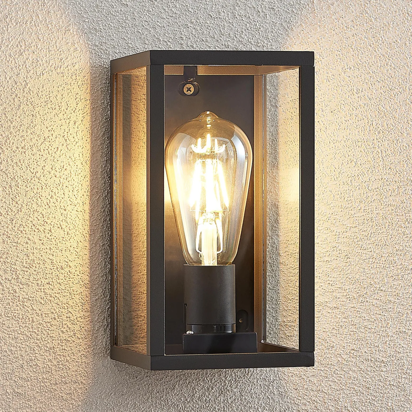 Aplique para exterior Lindby Filimon, antracita, 22 cm, IP44, E27