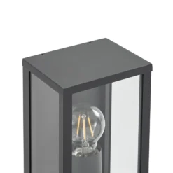 Aplique para exterior Lindby Peldar, antracita/transparente, 26 cm, sensor