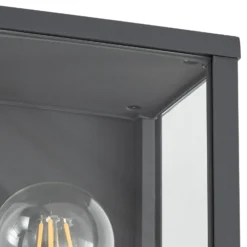 Aplique para exterior Lindby Peldar, antracita/transparente, 26 cm, sensor