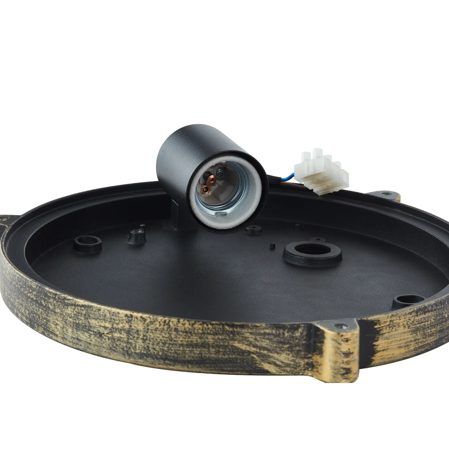 Aplique para exterior Lindby Daaje, dorado, Ø 26 cm, aluminio