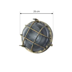 Aplique para exterior Lindby Daaje, dorado, Ø 26 cm, aluminio