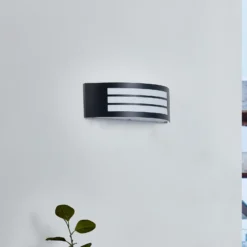 Aplique para exterior Lindby Vimal, E27, 32 cm, negro, aluminio