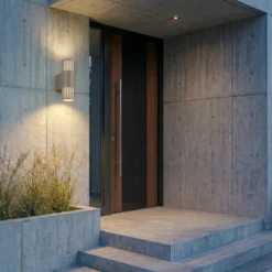 Aplique para exterior Lindby Lurinda, 2 luces, gris piedra, Ø 10 cm, IP44