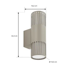 Aplique para exterior Lindby Lurinda, 2 luces, gris piedra, Ø 10 cm, IP44