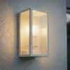 Aplique para exterior Lindby Peldar, gris claro/estriado, 26 cm, IP44