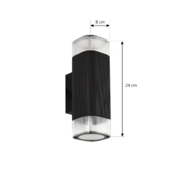 Aplique para exterior Lindby Halvar, negra, 24 cm, 2 x GU10, IP65