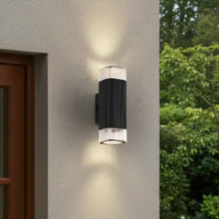 Aplique para exterior Lindby Halvar, negra, 24 cm, 2 x GU10, IP65