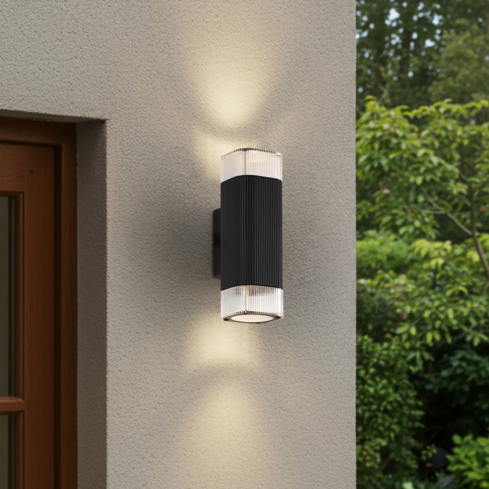 Aplique para exterior Lindby Halvar, negra, 24 cm, 2 x GU10, IP65