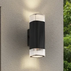 Aplique para exterior Lindby Halvar, negra, 24 cm, 2 x GU10, IP65