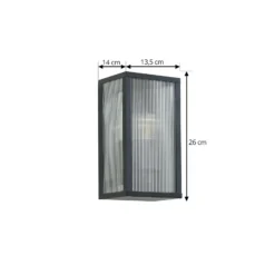 Aplique para exterior Lindby Peldar, antracita/estriada, 26 cm