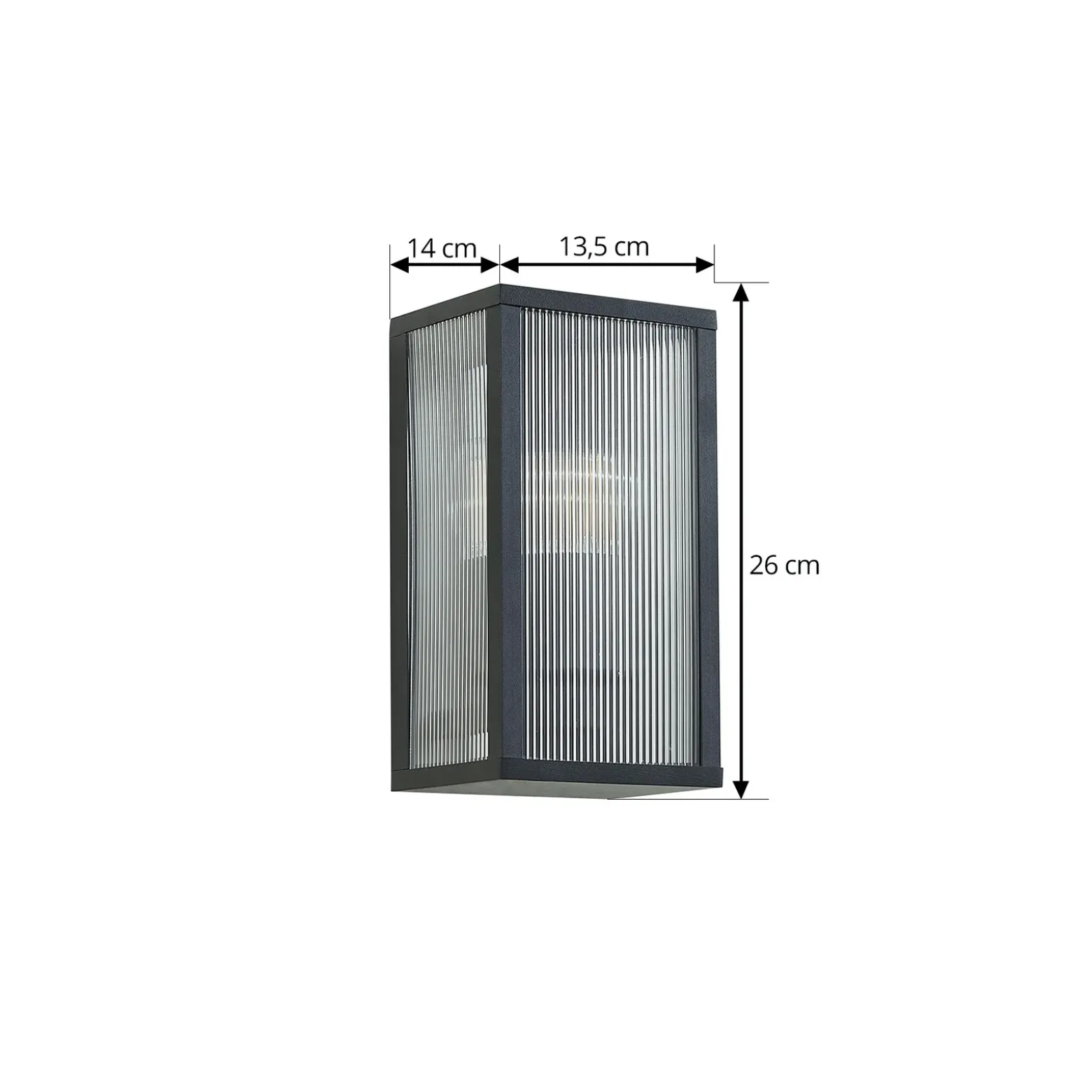 Aplique para exterior Lindby Peldar, antracita/estriada, 26 cm