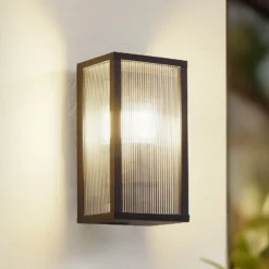 Aplique para exterior Lindby Peldar, antracita/estriada, 26 cm